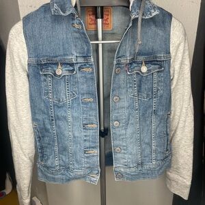 Levi's Blue Denim Jacket with Light Gray Sleeves